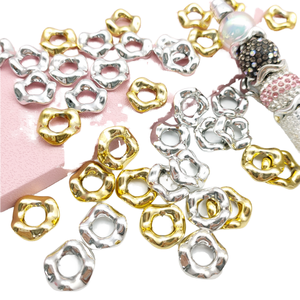 Entretoises en plastique acrylique ondulé couleur métallique ANTAISEN 51146, motif hexagonal brillant, fleur ondulée, pour bijoux de Noël classiques DIY - Product Image 4