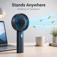 Ventilateur portable rechargeable 2026 avec lumière LED, 2600 mAh, mini, 4 vitesses, USB Type C, 3W, sans balais, compatible voiture, portable, été