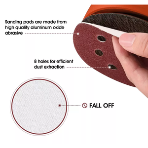 Stock local américain, livraison gratuite en 24h aux États-Unis, 50 disques de ponçage de 125 mm, grain 120, boucle auto-agrippante, 8 trous, pour ponceuse orbitale, plaquettes de papier abrasif - Product Image 6