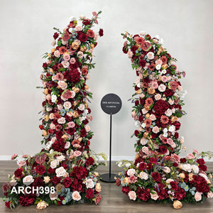 DKB usine nouveau design arc de fleurs sur la porte d'entrée luxe rouge profond soie rose arc fleurs artificielles - Product Image 1