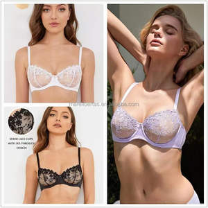 Lencería Francesa al por Mayor, Lencería de Encaje de Alta Calidad, Corte Alto, Copa Completa, Tallas Grandes, Sujetador Acolchado 34-42 Copas D E F G GG HH J - Product Image 2
