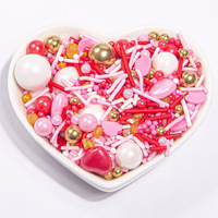 Groothandel Valentijnsdag Eetbare Sprinkles Mix Bulk - Roze Hartjes Suikerparels & Rode Kraaltjes voor Commerciële Bakkerij & Retail Cadeausets