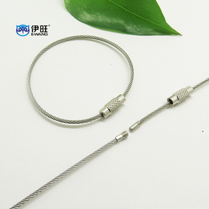 EWANG 150mm Stainless Steel Screw Locking Wire Cable <b>Key</b> Ring - Product Image 2