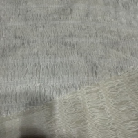 Tela de poliéster 100% ligera y transpirable con textura ondulada de 57/58 pulgadas con rayas de Lurex para prendas de ventana, suministro a granel