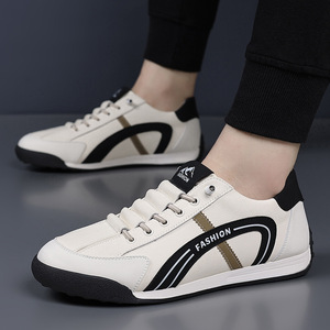 Fashion <b>White</b> <b>Lace</b>-up Casual Sneakers Round Toe Breathable Mesh Lining Rubber Outsole Spring Style - Product Image 2