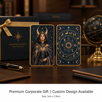 Cartes de Tarot Astrologiques Personnalisées 12 Signes du Zodiaque, Barre de Cuivre 999 Double Face, Artisanat Métallique, Cartes de Collection Constellation Phase de Lune, Cadre Doré