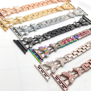 Correa de reloj caliente adecuada para <span class=keywords><strong>AppleWatch</strong></span> 1-7 nueva serie de pulsera de correa de reloj de diamante de metal de mariposa pequeña - Product Image 3