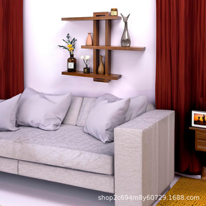 Solid Wood Wall Mounted <b>Shelf</b> 3 Tier Rectangle Multipurpose Storage <b>Rack</b> For Living Room Display Vase And Ornament Stand - Product Image 2