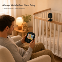 Caméra de surveillance pour bébé 1080p HD 12MP, vision nocturne, conversation bidirectionnelle, berceuses apaisantes, écran couleur 2,8 pouces, surveillance grand angle 120°