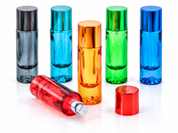 Bofanghong 25ml Flacon pulvérisateur de parfum cylindrique multicolore en verre, atomiseur vide rechargeable avec capuchon électroplaqué pour fragrance