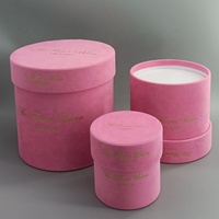 Boîte à fleurs ronde en velours personnalisée pour mariage, boîte cylindrique de luxe pour roses, boîte cadeau avec matériaux recyclés pour bougies et arrangements floraux