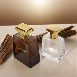 Baide Popular 50ml 100mL botella de Perfume de vidrio botella de Parfum para hombres botella de Perfume cuadrada de 30ml marrón transparente vacía con tapa dorada - Product Image 3