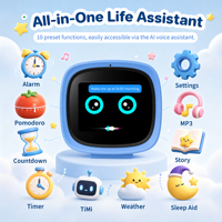 Réveil intelligent portable pour enfants avec écran tactile LCD 2,8 pouces, interaction éducative, commande vocale Wi-Fi, heure mondiale et haut-parleur intelligent