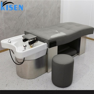 Cama de Belleza Eléctrica Kisen de 2 Motores, Cama de Masaje para Peluquería y Barbería con Lavabo de Cerámica y Base de Acero Inoxidable - Product Image 5