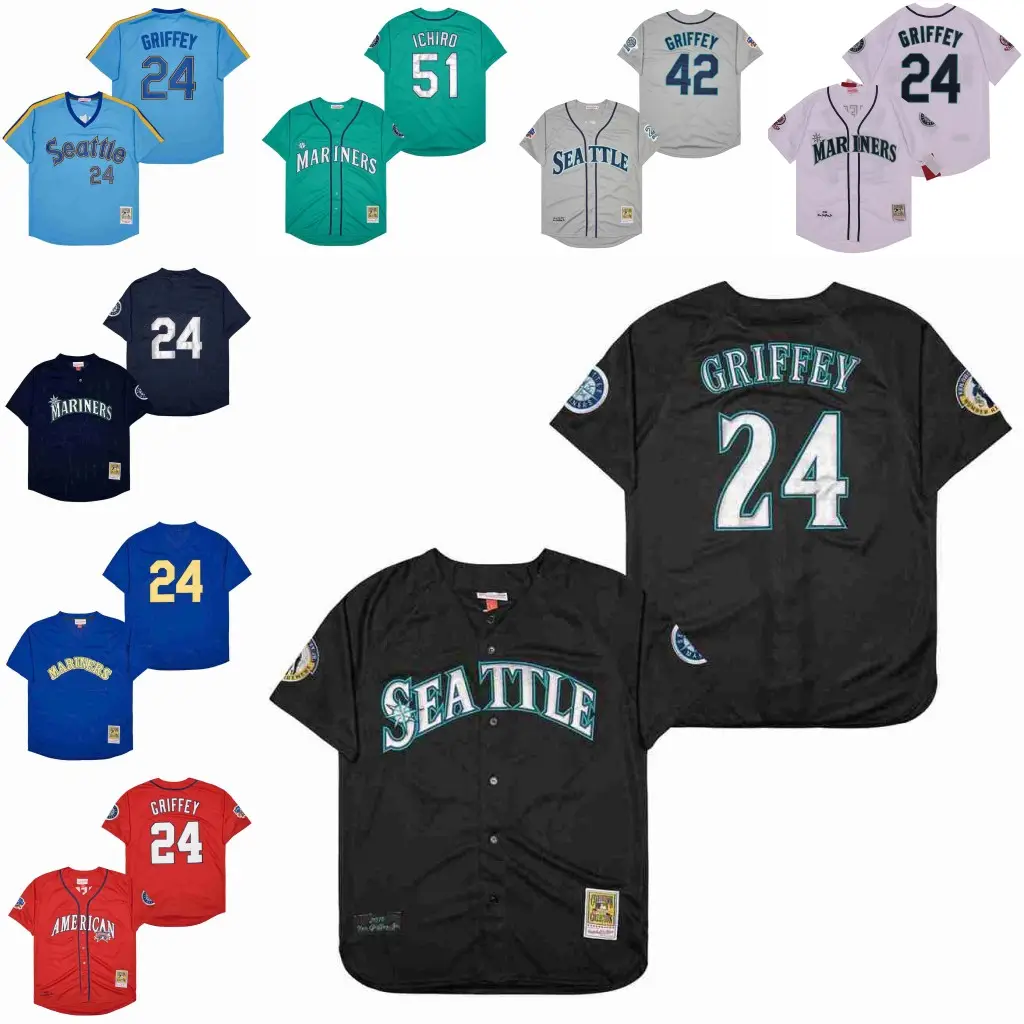 Seattle 24 ken griffey jr 51 ichiro suzuki Mariners Reminiscência camisas de beisebol