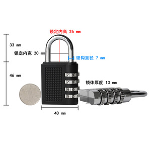 Combination Pad <b>Lock</b> Zinc Alloy 4 Digit Mechanical <b>Lock</b> For Gym Locker Doors Rectangular Black And Silver - Product Image 4