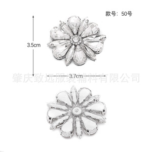คริสตัลรูปดอกไม้แบบติดร้อน สีขาว สำหรับตกแต่งเสื้อผ้า DIY อุปกรณ์เสริมเครื่องประดับ ด้านหลังแบน - Product Image 4
