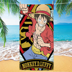 Serviette de bain grande taille en microfibre anti-sable, poncho de plage personnalisé pour enfants, motif dessin animé japonais, vente en gros - Product Image 1