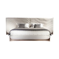 Modernes Hochwertiges Weiches Umweltfreundliches Wellenmuster-Polsterbett Luxuriöses Italienisches Leder Kingsize-Schlafzimmer-Plattformbett