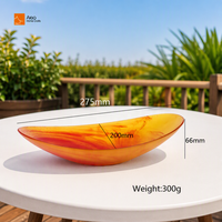 Tigela/Prato Oval de Poliresina Durável de Grau Alimentício para Salada com Efeito Mármore Laranja para Atacado – Ideal para Hotéis, Restaurantes e Uso Doméstico