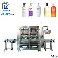 Machine de remplissage automatique à 4 buses pour shampoing, gel douche et savon liquide, avec suivi de la bouteille