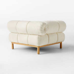 Sofá Seccional Moderno de Salón con Brazos Redondos y Diseño Bajo, Estructura de Madera y Tapicería de Tela, Sofá Modular - Product Image 5