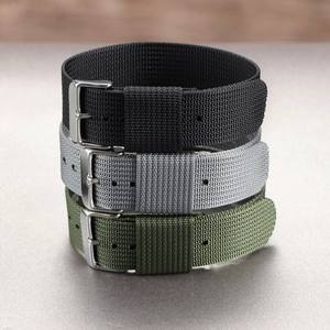 Bracelet de montre en nylon tressé côtelé monobloc, 18mm, 20mm, 22mm, vente en gros - Product Image 2