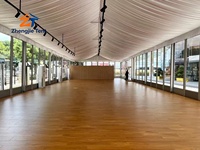 Tente de réception de luxe en verre transparent avec structure en aluminium, résistante aux intempéries, pour salles d'exposition, salons automobiles, présentoirs de marques et salons VIP
