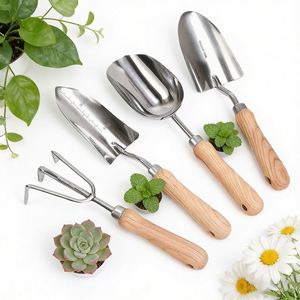 Nouvel ensemble d'outils de jardinage à domicile original de 5 pièces avec manche en bois en acier inoxydable, comprenant une <span class=keywords><strong>pelle</strong></span> de jardin pour pots de fleurs et jardinières - Product Image 4