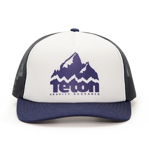 Custom 5 Panel <b>Foam</b> Print logo Navy <b>Blue</b> Trucker Hats Mesh Back Caps - Product Image 2