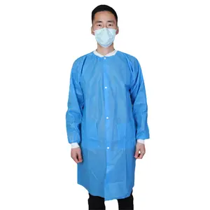 Vente en gros vêtements jetables non tissés pour salle blanche blouse de laboratoire jetable SMS/PP
