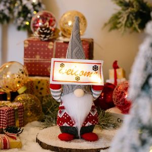 <span class=keywords><strong>Gnomo</strong></span> sin rostro de felpa que sostiene <span class=keywords><strong>el</strong></span> cartel de bienvenida con tablero de copos de nieve para la entrada de Navidad Decoraciones navideñas - Product Image 6