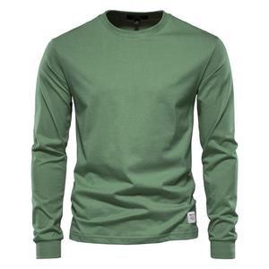 Herbst Herren Baumwoll-T-Shirt Lässiges Einfarbiges Langarm-Shirt mit Rundhalsausschnitt High-Street Basic Lockeres Herren-T-Shirt - Product Image 6
