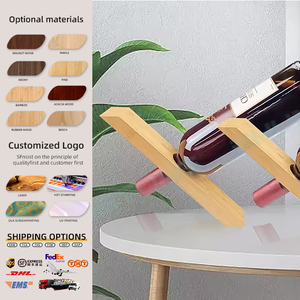 ชั้นวางขวดไวน์ไม้ไผ่แบบลอยตัว ดีไซน์สร้างสรรค์ สำหรับจัดเก็บและตกแต่งบ้านอย่างเรียบง่าย ใช้สำหรับโชว์เครื่องดื่ม - Product Image 1