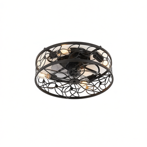 Ventilateur de plafond avec lumière, 18 pouces, en fer noir, moteur DC, télécommande, réversible, six vitesses, style industriel, usage domestique - Product Image 1