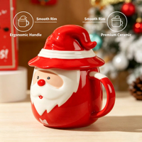 Mug en céramique en forme de Père Noël, 400-500 ml, résistant au lave-vaisselle, pour Noël, les fêtes à la maison, les boissons chaudes, emballage cadeau