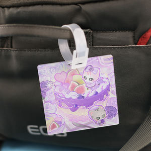 Carte acrylique miroir écologique étiquette cadeau personnalisé Anime étiquette de bagage fleur acrylique étiquette à paillettes - Product Image 5