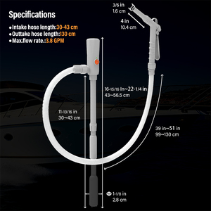 Bomba de Transferencia de Plástico con Tubo de Entrada Retráctil - Caudal de 3.8 GPM, Potencia de 12-15W, Boquilla Manual para un Suministro de Combustible Confiable en Casa y en el Trabajo - Product Image 5