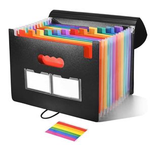 Classeur accordéon extensible noir à 24 pochettes pour factures et coupons, organiseur de documents portable - Product Image 1