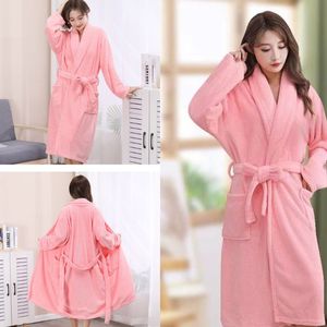 Tùy Chỉnh San Hô Nhung Sang Trọng Áo Choàng Tắm Dày Màu Hồng Đồ Ngủ Dài Tay Áo Dành Cho Người Lớn Áo Choàng Tắm Cho Nam Giới Và Phụ Nữ Khăn Tắm Tấm - Product Image 6