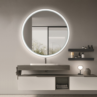 Vente en gros Miroir à led étanche en acrylique avec éclairage réglable Miroir rond intelligent à cadre noir avec lumière LED
