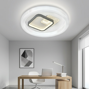 โคมไฟเพดานภายในสุดหรู โดดเด่นด้วยดีไซน์เรขาคณิตสี่เหลี่ยมแบบซ้อนทับที่เป็นนวัตกรรมใหม่ พร้อมระบบควบคุมแสงสว่างที่ไร้รอยต่อ สำหรับอพาร์ตเมนต์ที่มีสไตล์ - Product Image 1