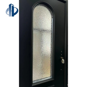 Puerta de Entrada Pivotante de Aluminio Fundido Francés de Diseño Exclusivo, Alta, Arqueada, con Vidrio Texturizado para Privacidad, Negro Mate - Product Image 5