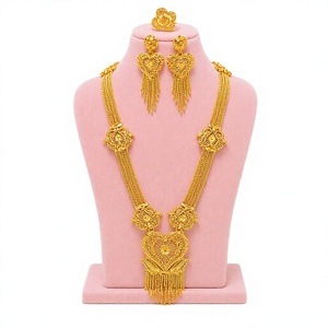 Juego de Collar y Pendientes Étnicos con Certificación IGI, de Latón Chapado en Oro de 24K con Diamantes, Diseño Clásico para Mujer, Moda Nupcial, Borla Floral - Product Image 2