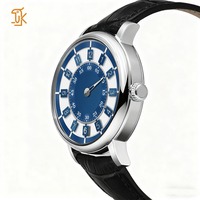 Montres de luxe mécaniques automatiques à heures sautillantes, squelette évidé, bracelet en cuir saphir, montre-bracelet squelette, logo personnalisé du fabricant