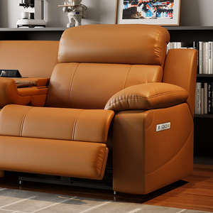 Set di Mobili Moderni di Lusso per Soggiorno, Nuovo Design <span class=keywords><strong>Angolare</strong></span> a L Reclinabile con Portabicchieri, USB, Funzione Elettrica in Pelle - Product Image 4