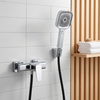 Robinet de Douche Thermostatique Mural Monocommande Chromé Poli, Style Moderne, Léger, pour Eau Chaude et Froide