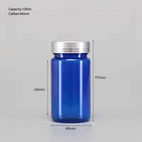 Bouteilles pharmaceutiques en plastique PET bleu à large ouverture de 120 ml pour comprimés, personnalisation en gros