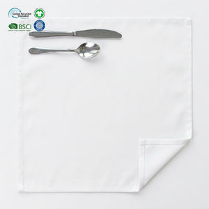 Commercial Grade White 20x20 Inch Poly Cotton Blend Cloth Napkins Hemmed <b>Edge</b> Customizable Sizes for Hotel Restaurant Airplane - Product Image 1