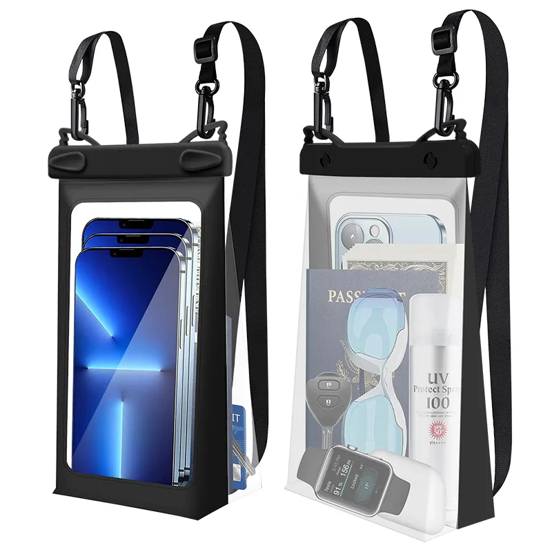 Tas ponsel antiair portabel, tas kering bawah air dengan tali leher, tas ponsel renang untuk permainan air pantai olahraga ski